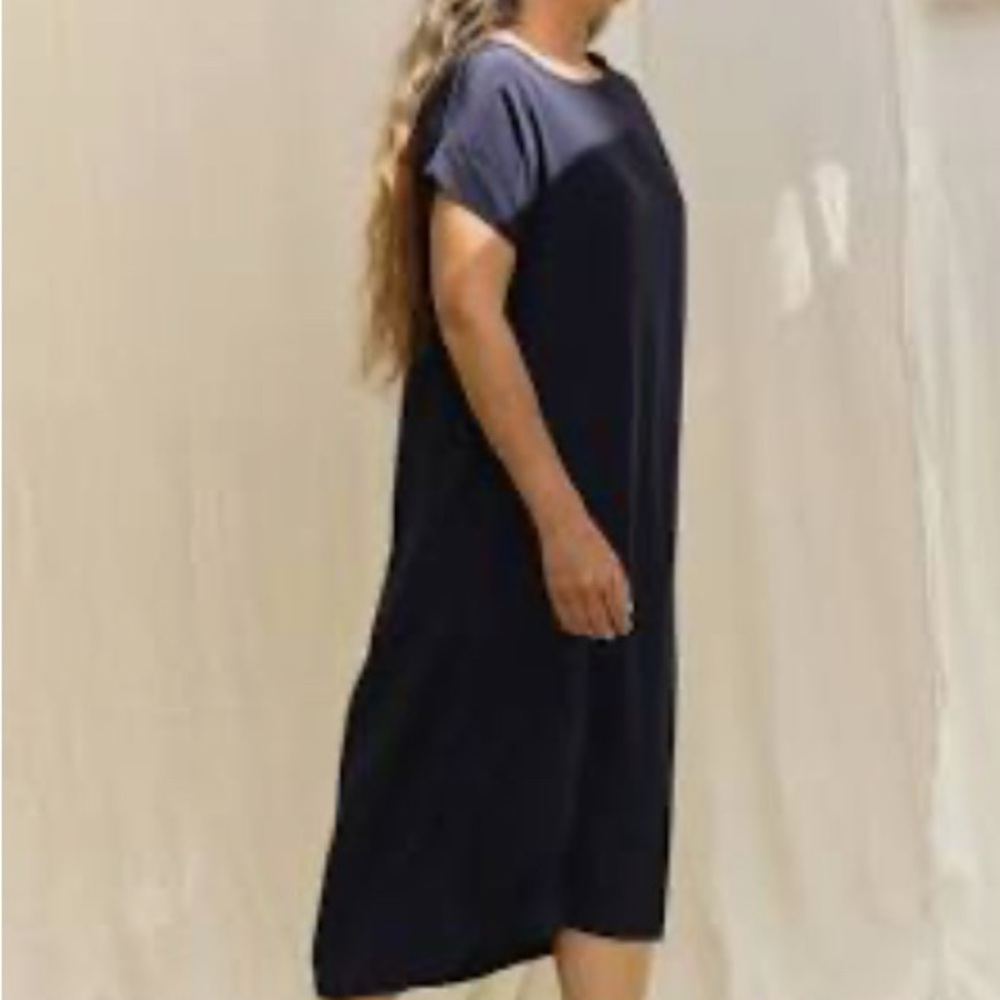 Elizabeth Suzann Georgia Midi 100% Silk Navy Dress - Picture 5 of 6